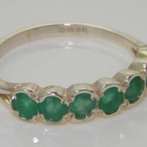 925 Sterling Silver Natural Emerald Womens Band Ring - Sizes 4 to 12 Available