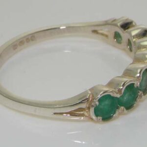 925 Sterling Silver Natural Emerald Womens Band Ring - Sizes 4 to 12 Available