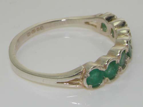 925 Sterling Silver Natural Emerald Womens Band Ring - Sizes 4 to 12 Available