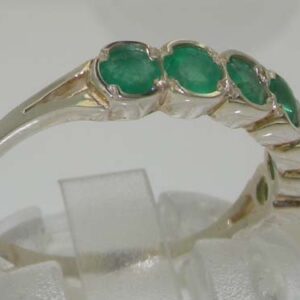 925 Sterling Silver Natural Emerald Womens Band Ring - Sizes 4 to 12 Available