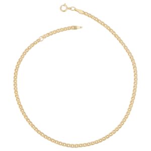 kooljewelry 10k yellow gold 2.3 mm link chain anklet (adjusts to 9 or 10 inch)