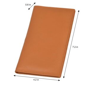 LeatherBoss Genuine Leather Credit Card Holder Tall Wallet With 18 Credit Card Slots for men women, Tan