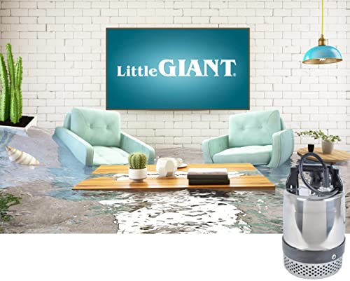 Little Giant FLS-400, 115-Volt, 3600 GPH, 1/2 HP Heavy-Duty Manual Stainless Steel Submersible Utility Pump with 20-Ft. Cord, Steel, 620240