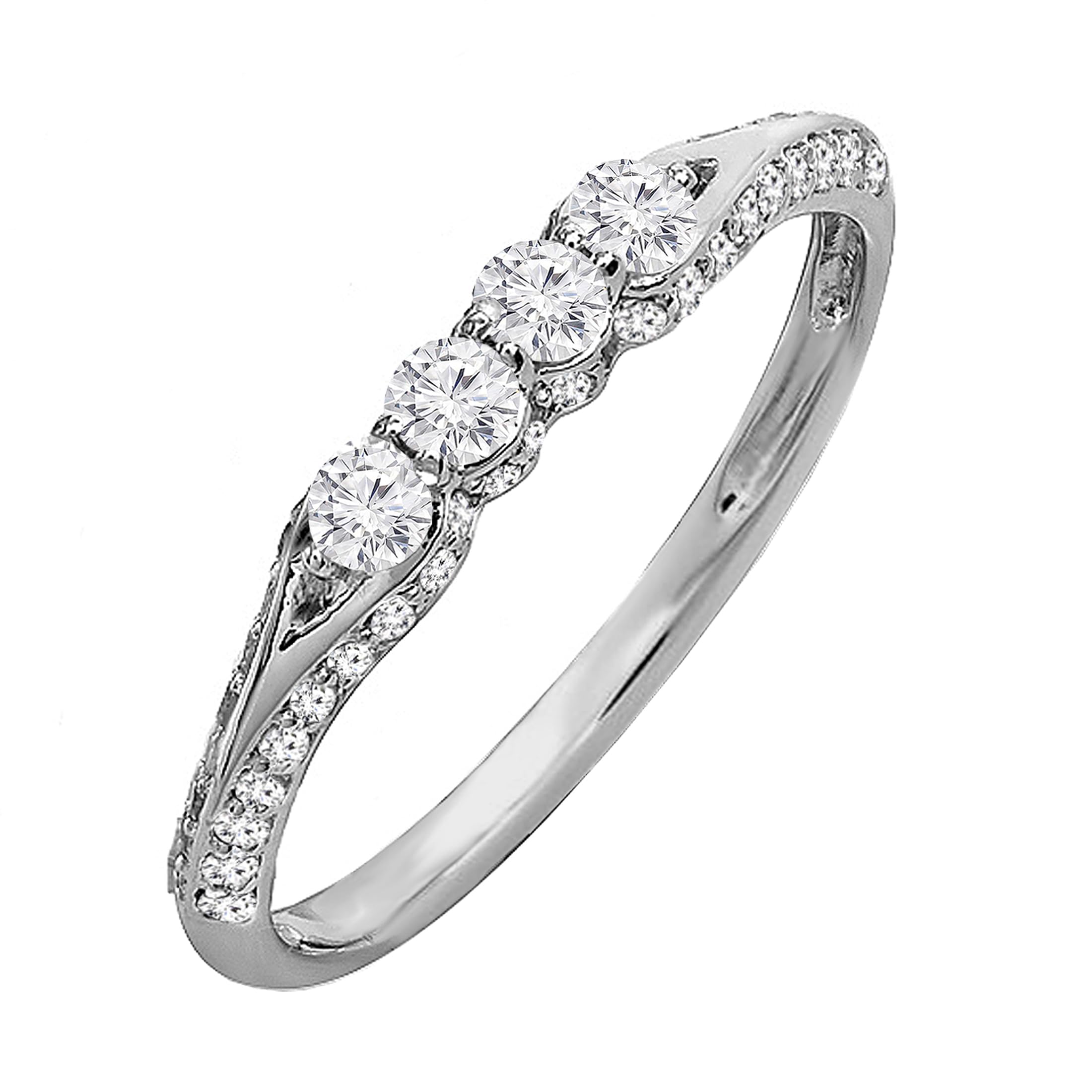 Dazzlingrock Collection 0.50 Carat (Cttw) Round White Diamond Women Stackable Wedding Ring 1/2 CT, 14K White Gold, Size 5.5