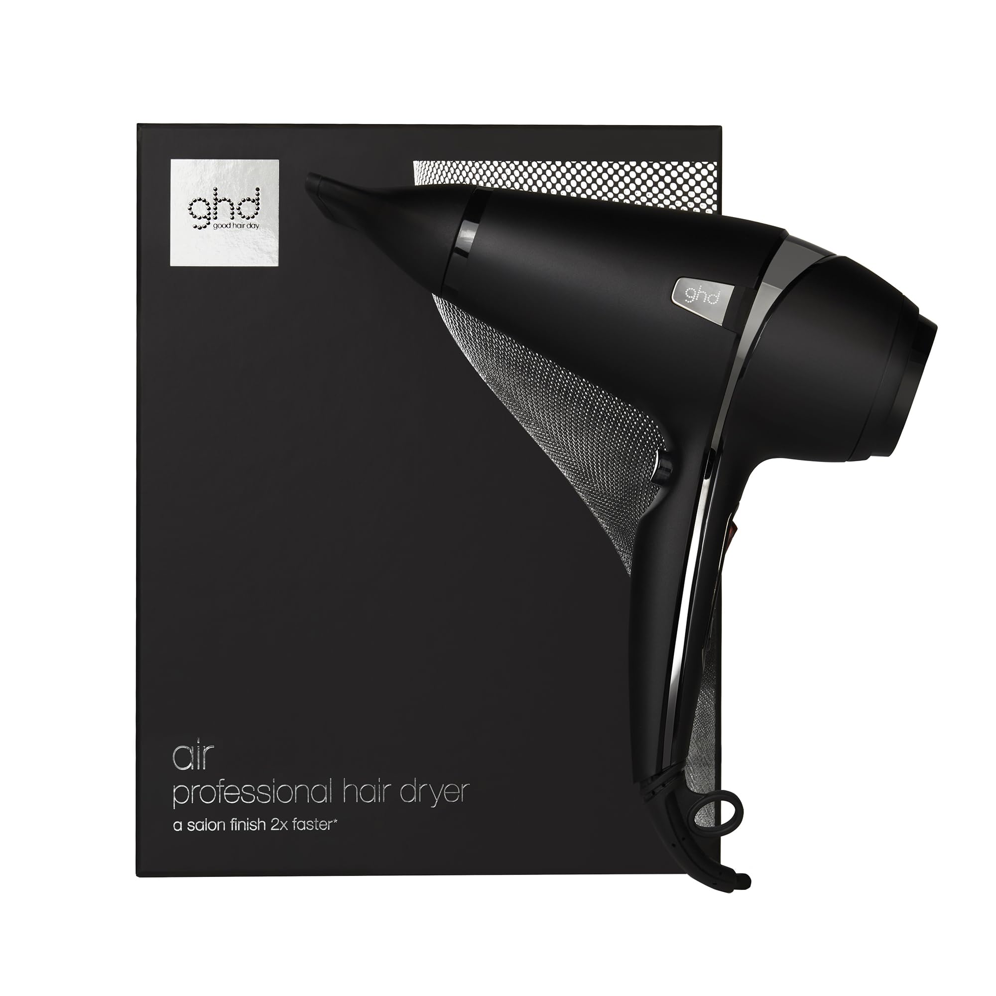 ghd Air Hair Dryer — 1600w Professional Blow Dryer, Salon Strength Motor, Concentrator Nozzle, Adjustable Temperature Setting, and Ionic Technology for Super-Fast Drying — Black