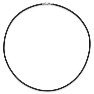 14k White Gold 2mm 16 Inch Black Leather Cord Chain Necklace Pendant Charm Fine Jewelry For Women Gifts For Her