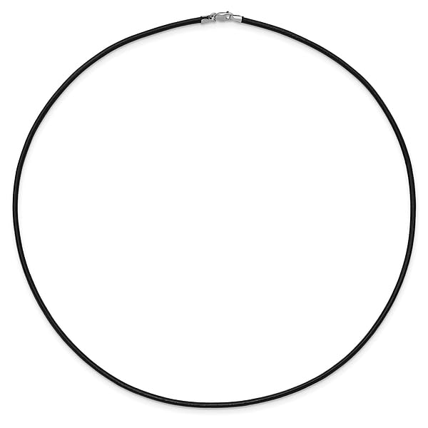 14k White Gold 2mm 16 Inch Black Leather Cord Chain Necklace Pendant Charm Fine Jewelry For Women Gifts For Her