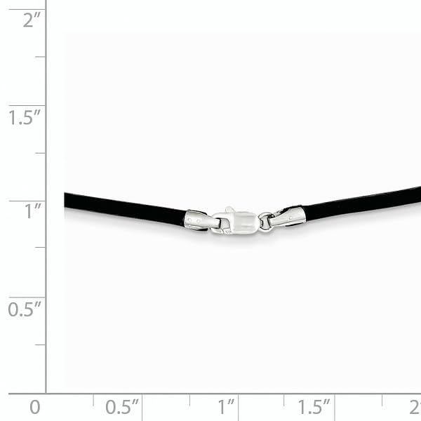 14k White Gold 2mm 16 Inch Black Leather Cord Chain Necklace Pendant Charm Fine Jewelry For Women Gifts For Her