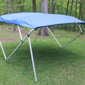 Vortex Direct Royal Blue Fabric Square Tube Frame 4 Bow Bimini Top, 12' Long 91"-96" Wide, 54" Tall