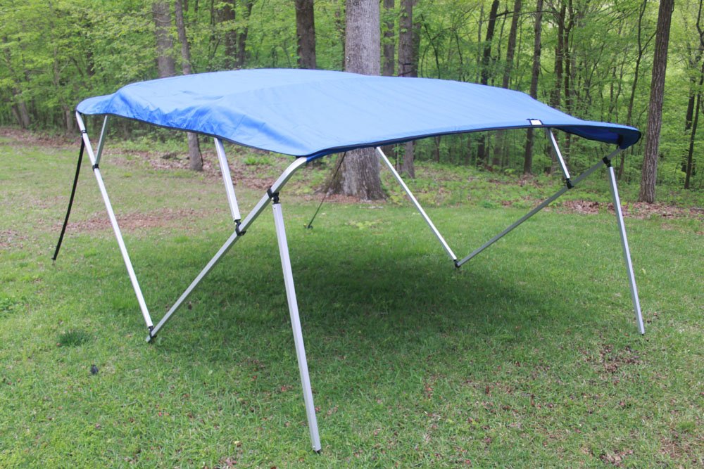 Vortex Direct Royal Blue Fabric Square Tube Frame 4 Bow Bimini Top, 12' Long 91"-96" Wide, 54" Tall