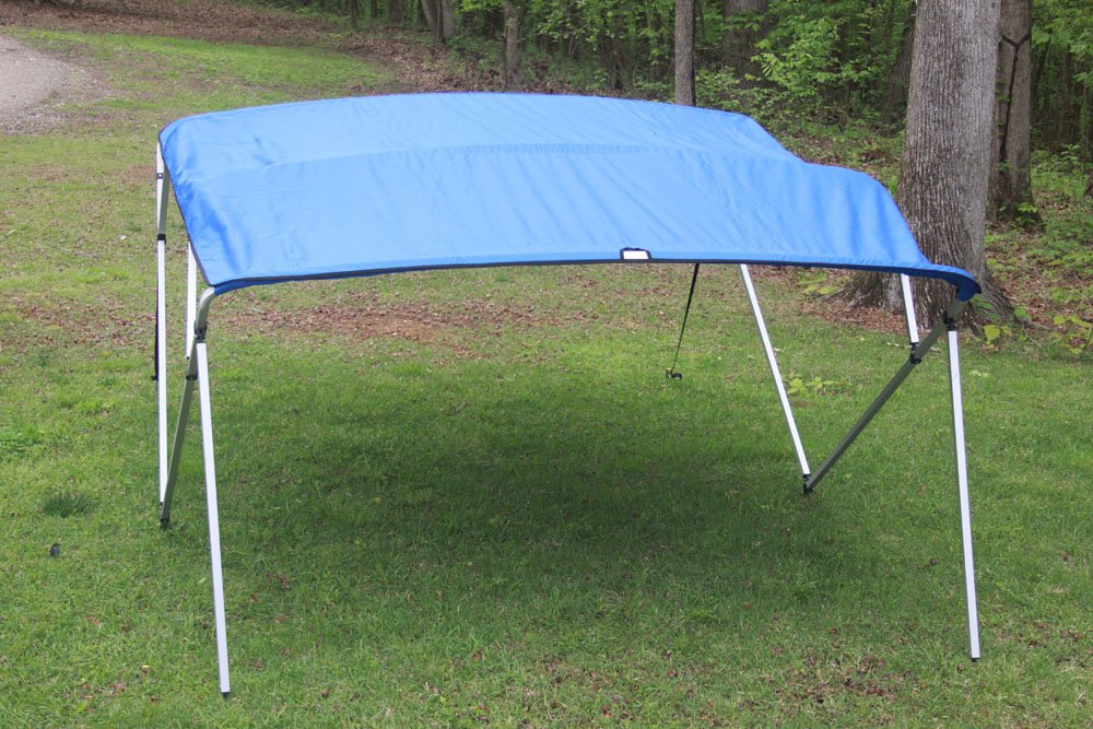 Vortex Direct Royal Blue Fabric Square Tube Frame 4 Bow Bimini Top, 12' Long 91"-96" Wide, 54" Tall