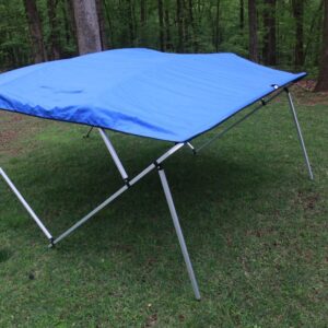 Vortex Direct Royal Blue Fabric Square Tube Frame 4 Bow Bimini Top, 12' Long 91"-96" Wide, 54" Tall