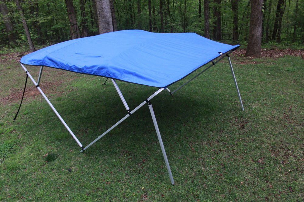 Vortex Direct Royal Blue Fabric Square Tube Frame 4 Bow Bimini Top, 12' Long 91"-96" Wide, 54" Tall