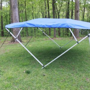 Vortex Direct Royal Blue Fabric Square Tube Frame 4 Bow Bimini Top, 12' Long 91"-96" Wide, 54" Tall