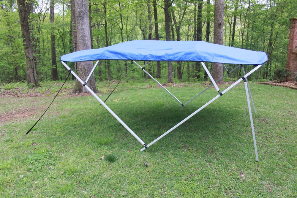 Vortex Direct Royal Blue Fabric Square Tube Frame 4 Bow Bimini Top, 12' Long 91"-96" Wide, 54" Tall