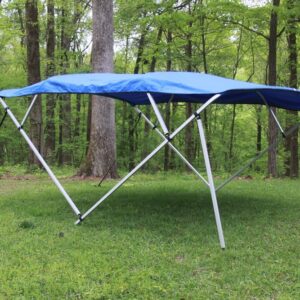 Vortex Direct Royal Blue Fabric Square Tube Frame 4 Bow Bimini Top, 12' Long 91"-96" Wide, 54" Tall