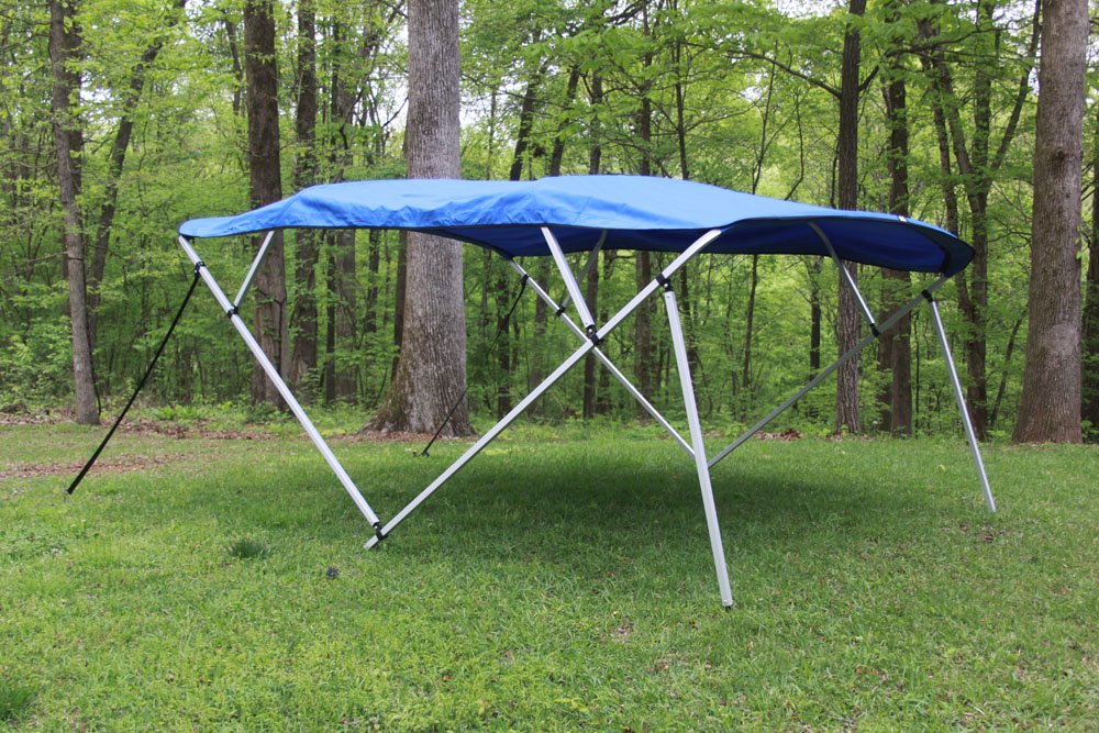 Vortex Direct Royal Blue Fabric Square Tube Frame 4 Bow Bimini Top, 12' Long 91"-96" Wide, 54" Tall