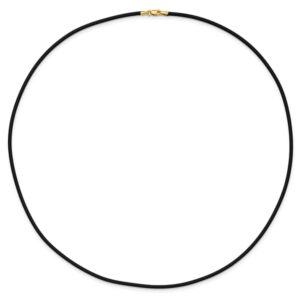 14k Yellow Gold 2mm 20 Inch Black Rubber Cord Chain Necklace Pendant Charm Leather Fine Jewelry For Women Gifts For Her