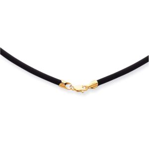 14k Yellow Gold 2mm 20 Inch Black Rubber Cord Chain Necklace Pendant Charm Leather Fine Jewelry For Women Gifts For Her