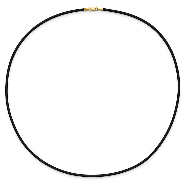 14k Yellow Gold 2mm 20 Inch Black Rubber Cord Chain Necklace Pendant Charm Leather Fine Jewelry For Women Gifts For Her