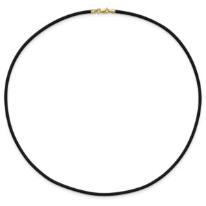 14k Yellow Gold 2mm 20 Inch Black Rubber Cord Chain Necklace Pendant Charm Leather Fine Jewelry For Women Gifts For Her