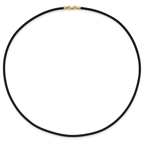 14k Yellow Gold 2mm 20 Inch Black Rubber Cord Chain Necklace Pendant Charm Leather Fine Jewelry For Women Gifts For Her