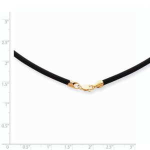 14k Yellow Gold 2mm 20 Inch Black Rubber Cord Chain Necklace Pendant Charm Leather Fine Jewelry For Women Gifts For Her