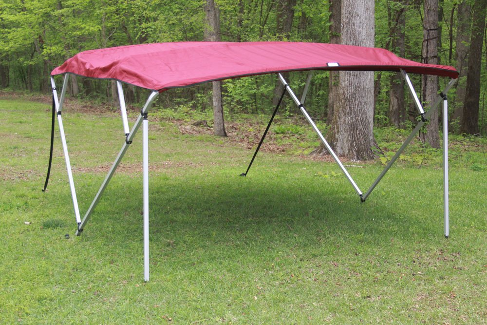 Vortex Direct Burgundy Square Tube Fram 4 Bow Bimini Top, 8' Long, 91"-96" Wide, 54" Tall