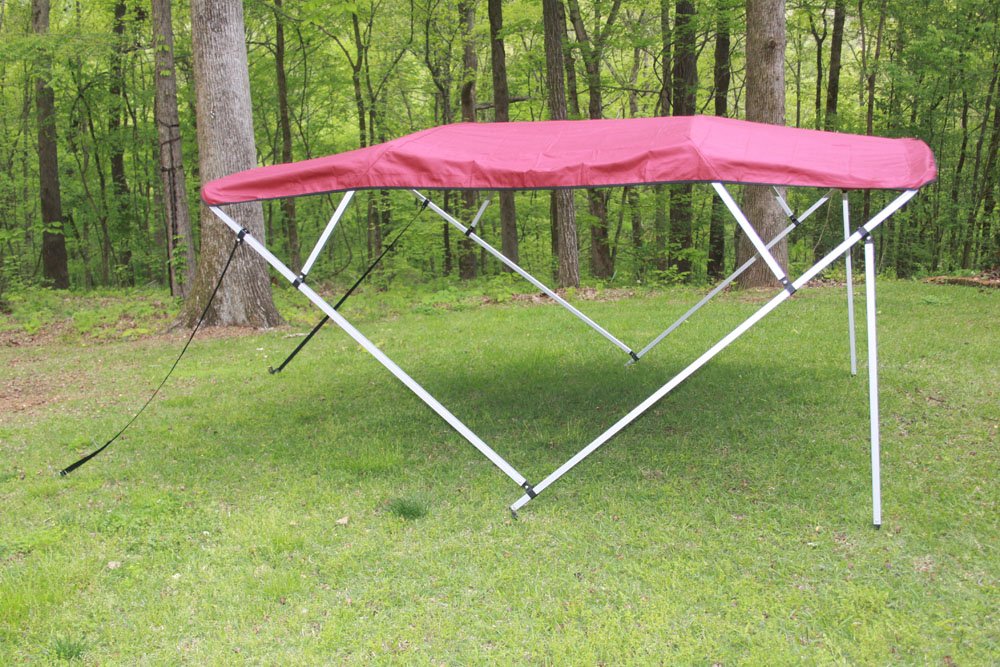 Vortex Direct Burgundy Square Tube Fram 4 Bow Bimini Top, 8' Long, 91"-96" Wide, 54" Tall