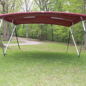 Vortex Direct Burgundy Square Tube Fram 4 Bow Bimini Top, 8' Long, 91"-96" Wide, 54" Tall