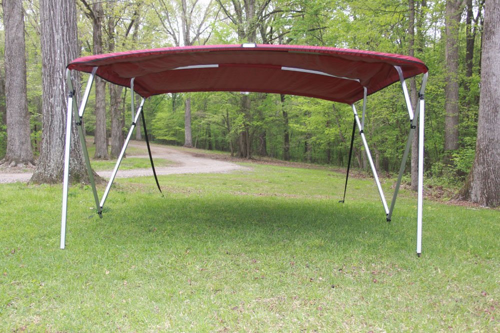 Vortex Direct Burgundy Square Tube Fram 4 Bow Bimini Top, 8' Long, 91"-96" Wide, 54" Tall