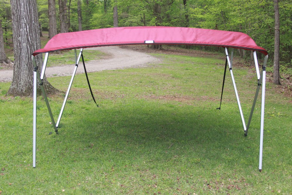 Vortex Direct Burgundy Square Tube Fram 4 Bow Bimini Top, 8' Long, 91"-96" Wide, 54" Tall