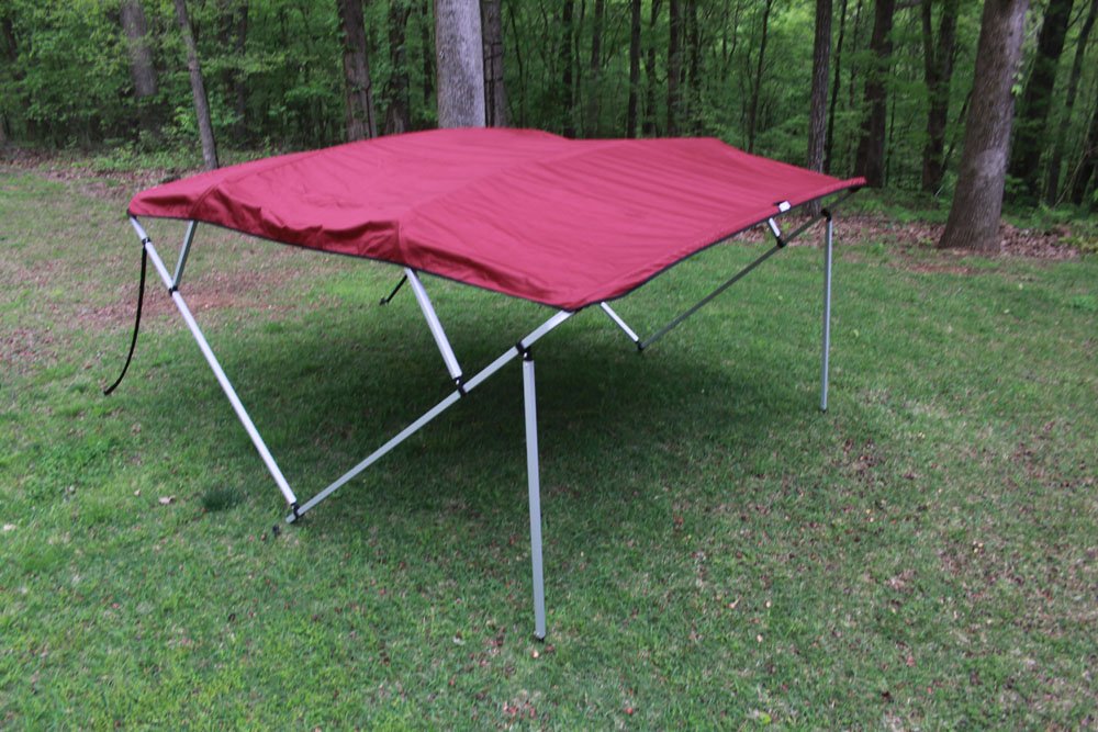 Vortex Direct Burgundy Square Tube Fram 4 Bow Bimini Top, 8' Long, 91"-96" Wide, 54" Tall