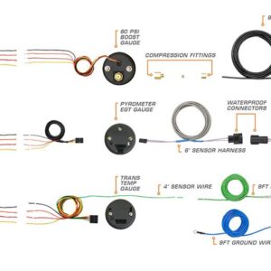 GlowShift Diesel Gauge Package Compatible with Ford Super Duty F-250 F-350 6.0L 7.3L Power Stroke 1999-2007 - Tinted 7 Color 60 PSI Boost, 1500F EGT & Transmission Temp Gauges - Gray Triple Pillar Pod