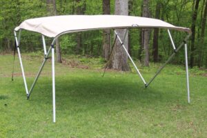 vortex direct tan/beige square tube frame 4 bow bimini top, 10' long, 91"-96" wide, 54" tall