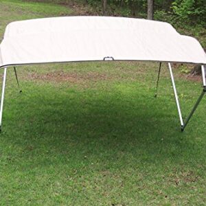 TAN/Beige Square Tube Frame VORTEX 4 Bow Pontoon/Deck Boat Bimini TOP 12' Long, 91-96