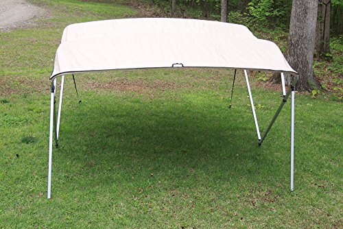 TAN/Beige Square Tube Frame VORTEX 4 Bow Pontoon/Deck Boat Bimini TOP 12' Long, 91-96