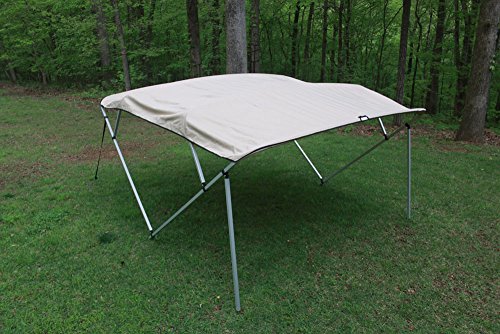 TAN/Beige Square Tube Frame VORTEX 4 Bow Pontoon/Deck Boat Bimini TOP 12' Long, 91-96