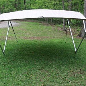 TAN/Beige Square Tube Frame VORTEX 4 Bow Pontoon/Deck Boat Bimini TOP 12' Long, 91-96