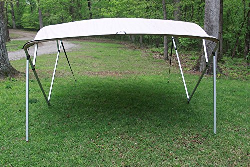 TAN/Beige Square Tube Frame VORTEX 4 Bow Pontoon/Deck Boat Bimini TOP 12' Long, 91-96