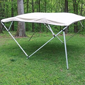 TAN/Beige Square Tube Frame VORTEX 4 Bow Pontoon/Deck Boat Bimini TOP 12' Long, 91-96