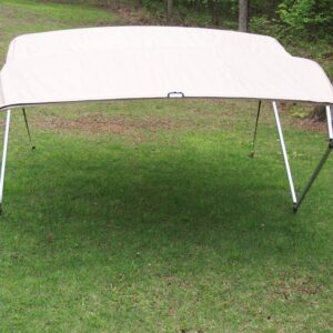 Vortex Direct Tan/Square Fabric Square Tube Fram 4 Bow Bimini Top, 8' Long, 97"-103" Wide, 54" Tall