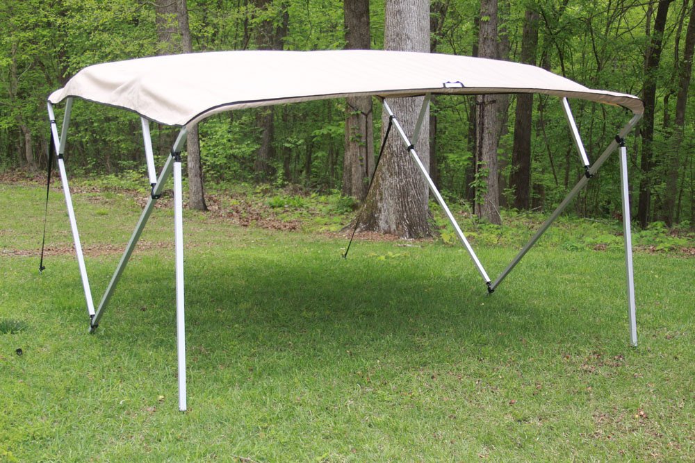 Vortex TAN/BEIGE SQUARE TUBE FRAME 4 BOW PONTOON/DECK BOAT BIMINI TOP 10' LONG, 97-103