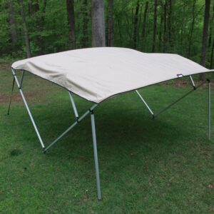 Vortex TAN/BEIGE SQUARE TUBE FRAME 4 BOW PONTOON/DECK BOAT BIMINI TOP 10' LONG, 97-103