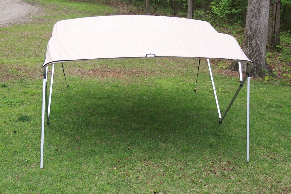 Vortex TAN/BEIGE SQUARE TUBE FRAME 4 BOW PONTOON/DECK BOAT BIMINI TOP 10' LONG, 97-103