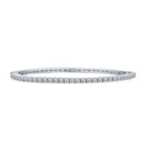 Classic Fashion Bridal AAA Cubic Zirconia Princess Cut CZ Eternity Tennis Stackable Bangle Bracelet For Women, Prom, Wedding Silver Plated 7-7.5 Inch