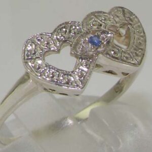 LetsBuyGold 925 Sterling Silver Natural Sapphire Womens Sweetheart Ring - Sizes 4 to 12 Available