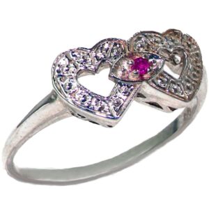 LetsBuyGold 925 Sterling Silver Natural Ruby Womens Sweetheart Ring - Sizes 4 to 12 Available