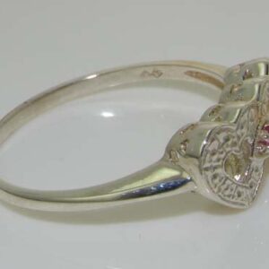 LetsBuyGold 925 Sterling Silver Natural Ruby Womens Sweetheart Ring - Sizes 4 to 12 Available