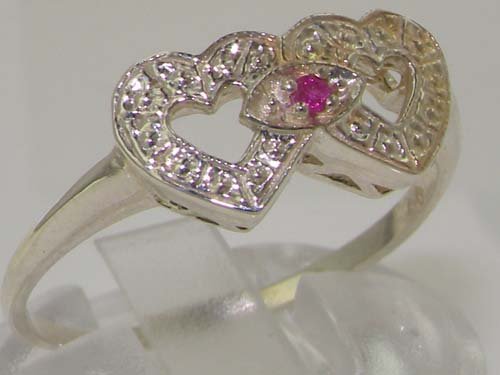 LetsBuyGold 925 Sterling Silver Natural Ruby Womens Sweetheart Ring - Sizes 4 to 12 Available